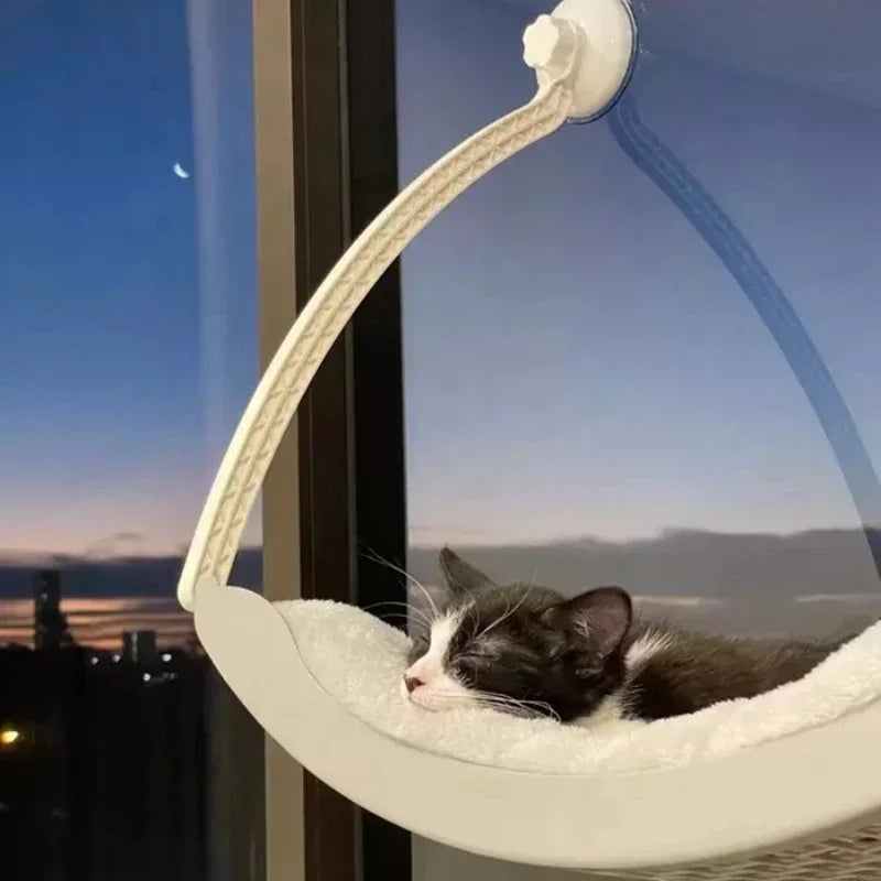 Cat Hammock Bed Comfortable Removable Arctic Fleece Sunbathe Cushion with Suction Cup for Balcony Windows Cats Hanging Beds