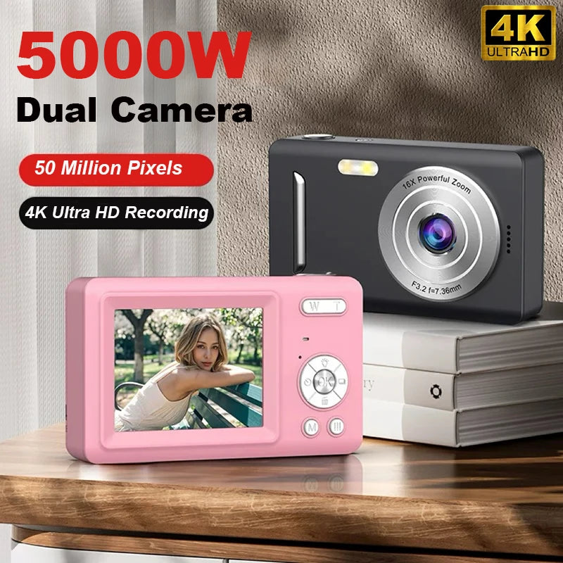 4K Digital Camera 5000W Pixel Retro CCD Portable Card Camera Entry-level Camera Dual Camera Flash 50 Million Pixels Auto Focus