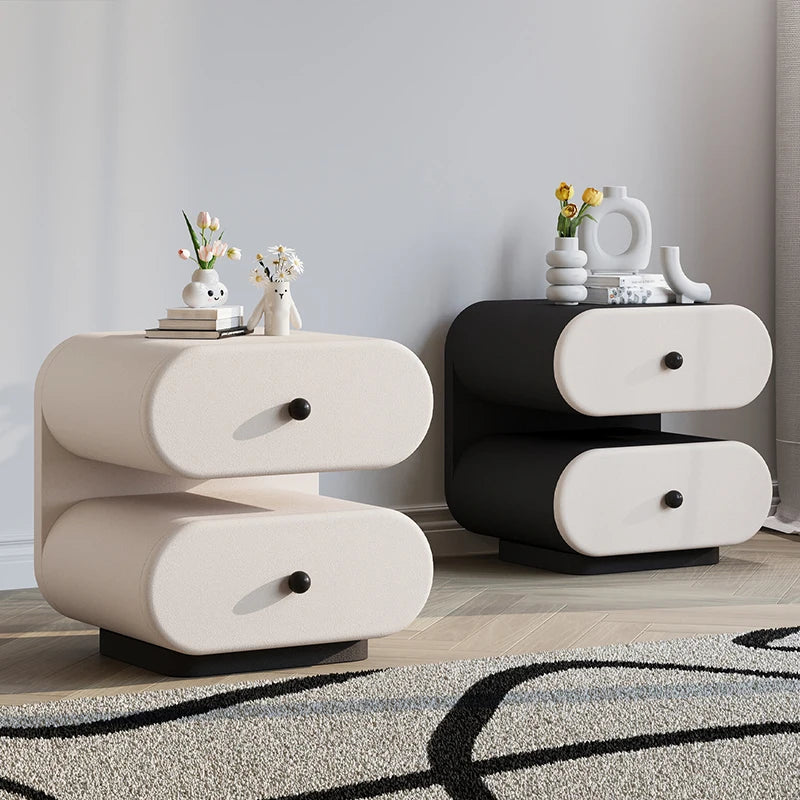 Cream Style Bedside Tables Creative Trendy Space Saving Nightstands Modern Luxury Aesthetic Mesitas De Noche Bedroom Furniture