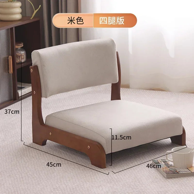 Japanese Tatami Chair Backrest Solid Wood Bed Legless Seat Bay Window Single Lazy Sofa Floor Chair Bedroom Sitting Furniture