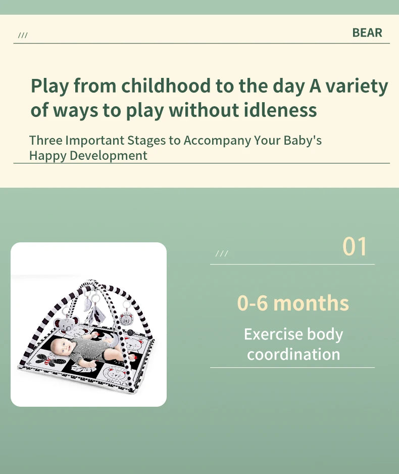 Baby Play Gym Play Mat Children Play Mat Rack Newborn Baby Activity Gym Mat 0-36 Months Tummy Time Crawling Game Blanket Toys