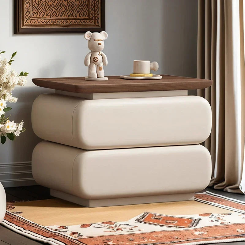 Cream Style Bedside Table Space Saving Nordic Trendy Unique Nightstands Storage Drawers Mesita De Noche Bedroom Furniture