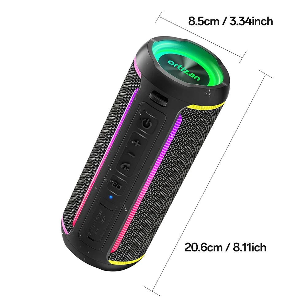 Ortizan X30 Portable Bluetooth Speaker Bluetooth 5.3 Wireless Speaker with 40W HD Loud Stereo Sound and RGB Colorful Lights AUX