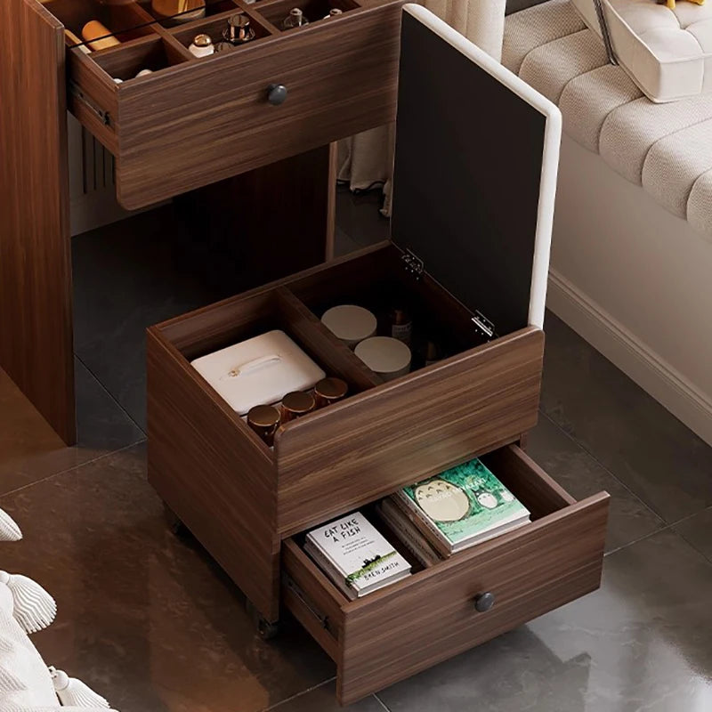 Multifunctional Narrow Nightstands With Drawers Storage Vintage Mid Century Nightstands Classic Elegant Criado Mudo Furniture