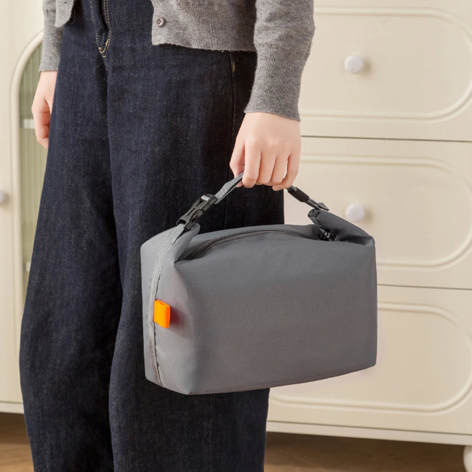 Fashionable and simple insulated bag, office worker, large capacity lunch box bag, student hand carrying bento bag.-A-ZMT