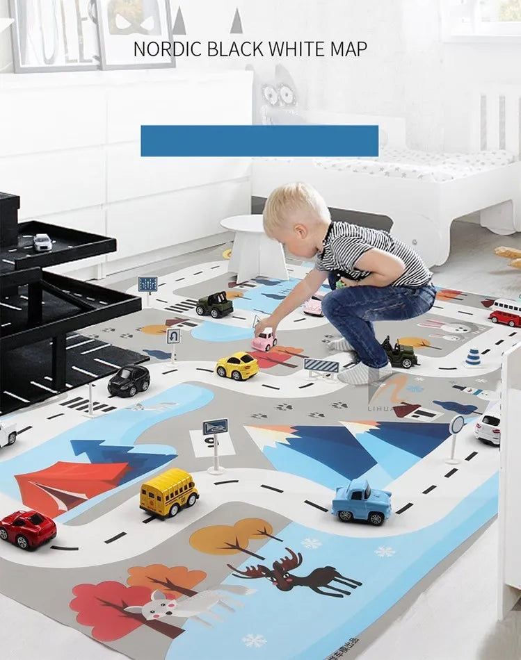 130*100cm Baby Crawling Mat for Children Cartoons Traffic Rug Indoor Toys City Road Carpet Kids Game Little Girl and Boy Playmat