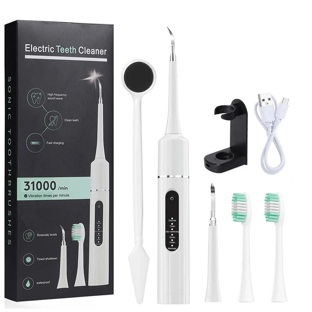 Sonic Electric Toothbrush - Dual purpose dental cleaner, home portable calculus removal care and toothbrush tool