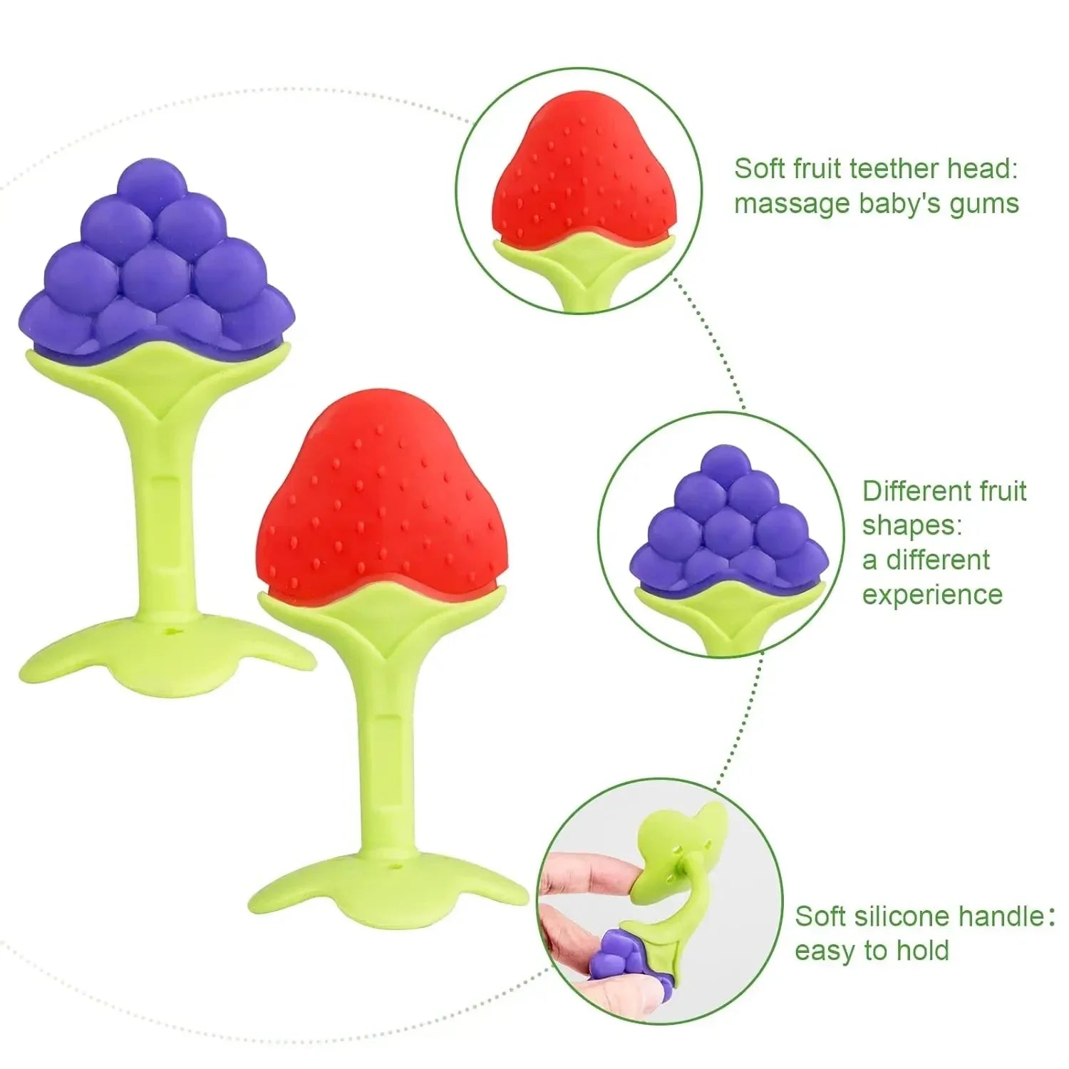 Teething Baby Toy Silicone Teether for Teeth Babies Accessories Newborn Fruit Sucking Chew Toys For Newborn Baby BPA-Fre Gift