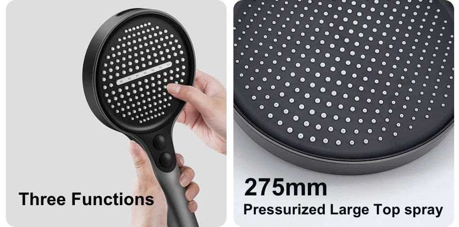 VGX Gold Shower System Set Bathroom Shower Faucet Set 3-way Rainfall Shower Set Shower Mixer Crane with Hand Shower Set White