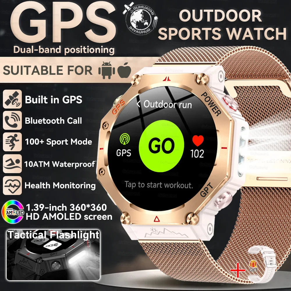 Military Smart Watch T-Rex 3 Bulit-in GPS Compass Altimeter Barometric 10ATM IP69K Waterproof AMOLED Bluetooth Call Smart watch