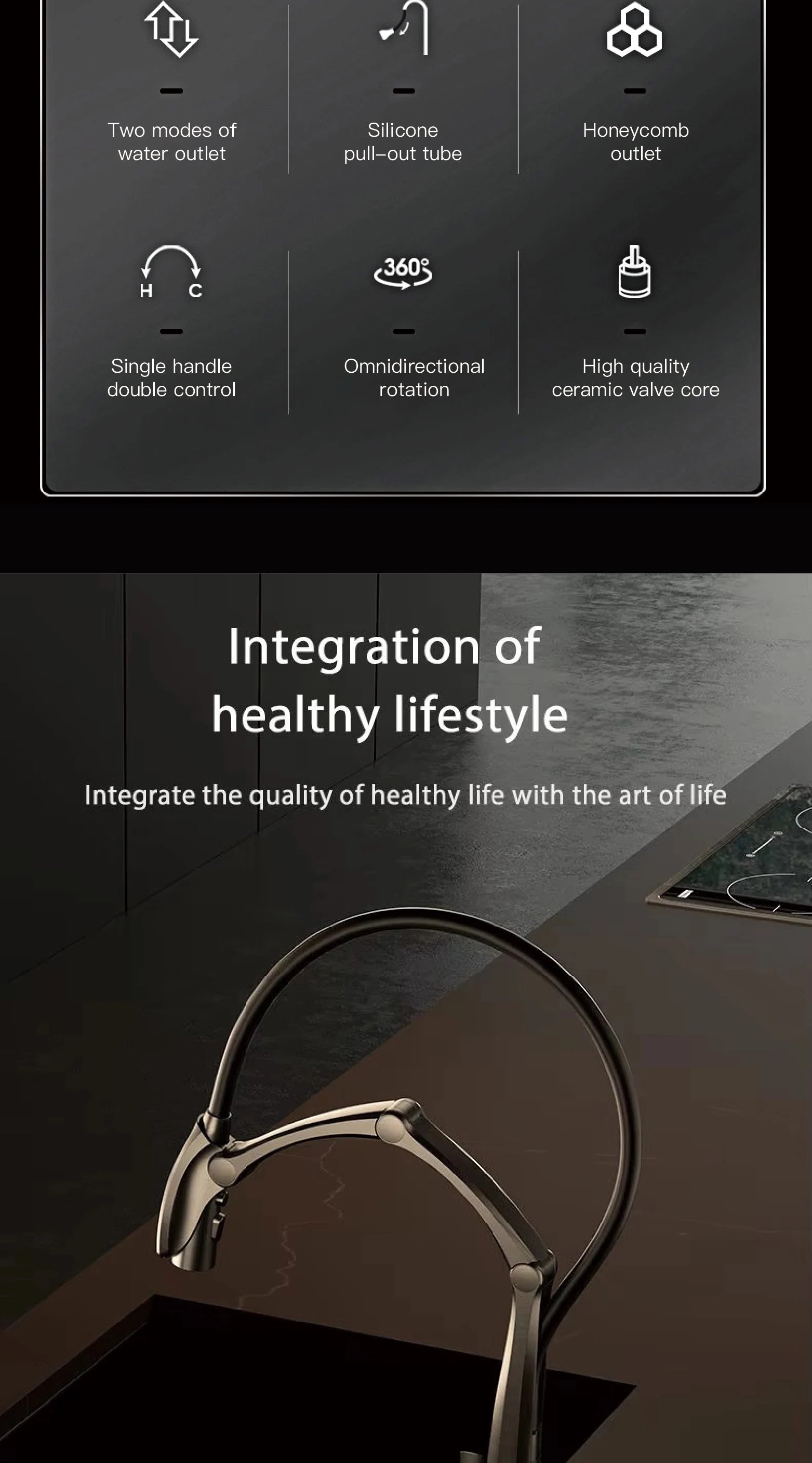 Luxury Gunmetal Brass Kitchen Faucet with LED Display,Sensor&Pull-Out 3-Function Spray,Touchless High Pressure Water-Saving Tap