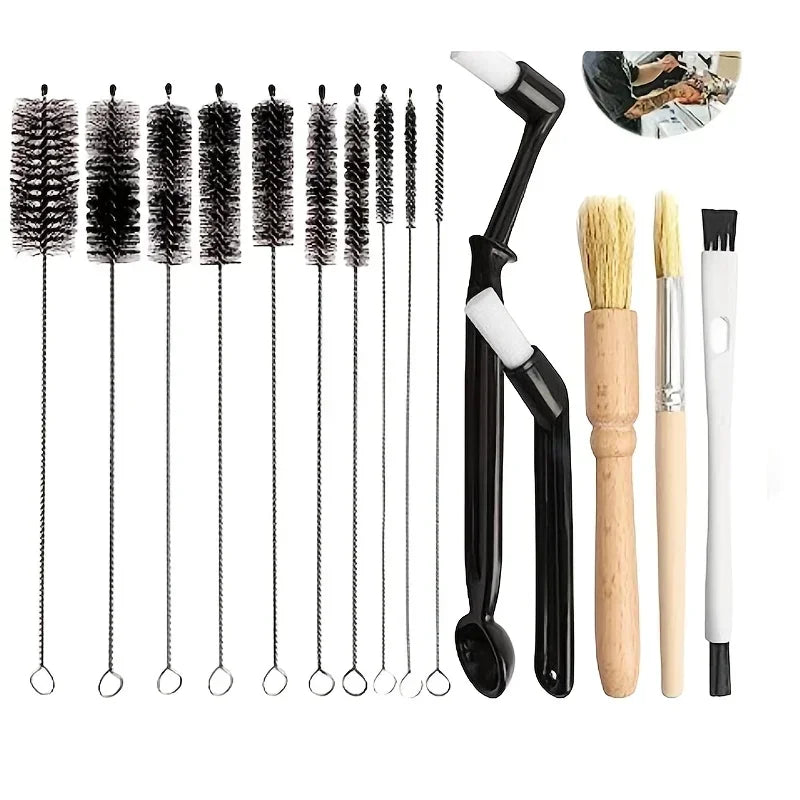 Coffee Brush Set Espresso Brush Kit Include Wooden Coffee Grinder Machine Cleaning Brush and Nylon Espresso Brush
