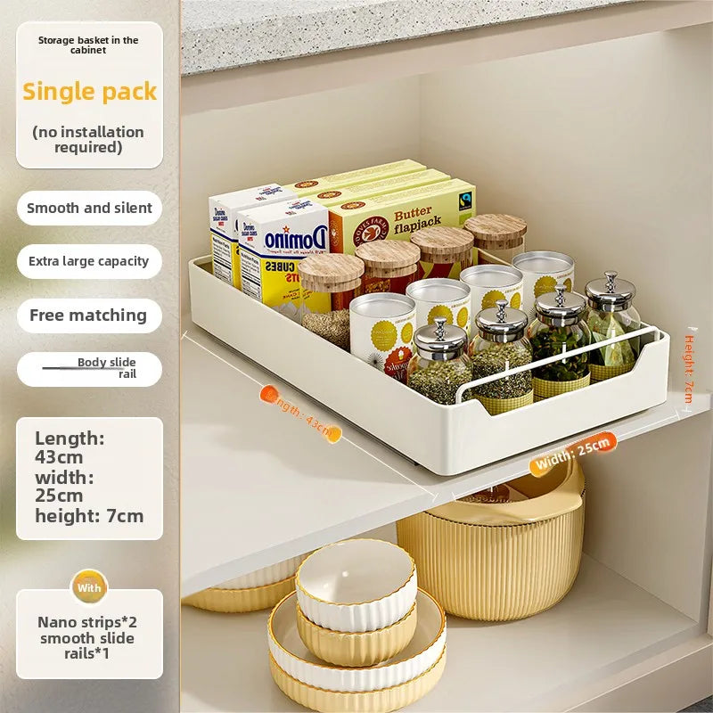 Pull Out Spice Rack Organizer with Smooth Slide Rails No Tools Required Kitchen Cabinet Storage Drawer for Maximum Space