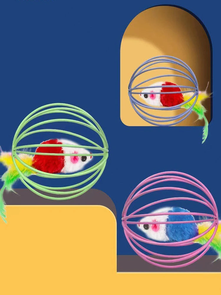 Hot cage rat happy cat toy plush simulation color mouse fun cat ball fun cat fun fun pet supplies