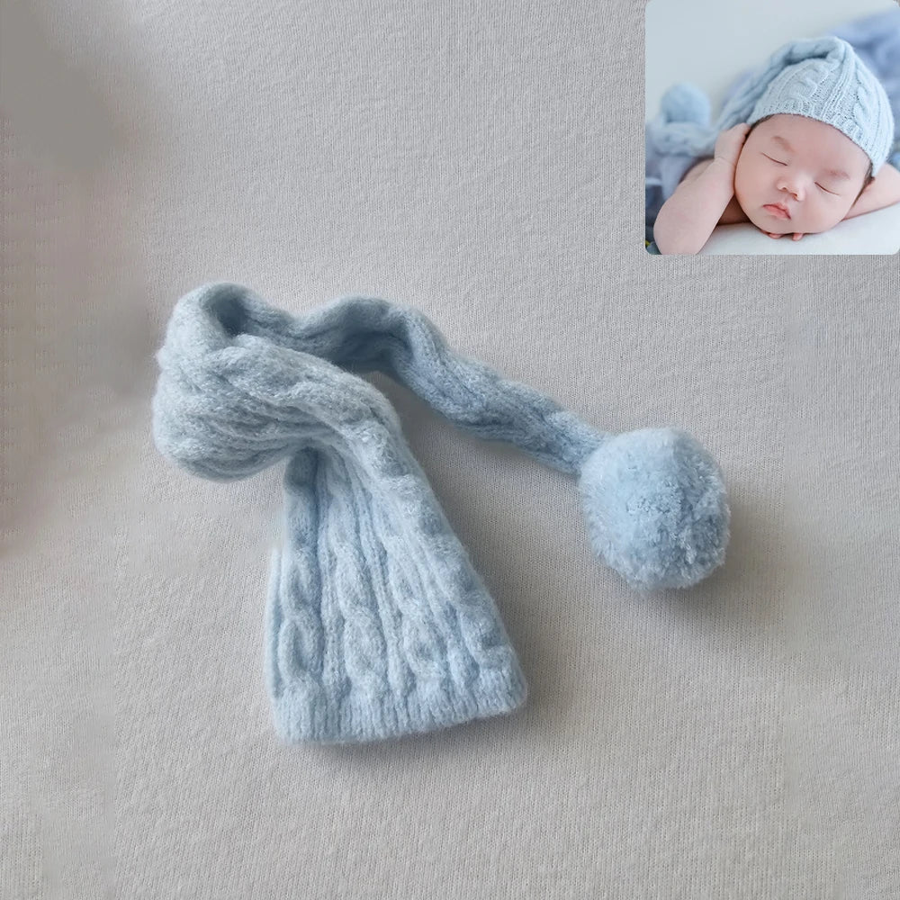 Blue Love Photography Theme Wrapping Props Knitted Night Cap Artificial Flower Photo Decoration Prop Studio Shooting Accessories