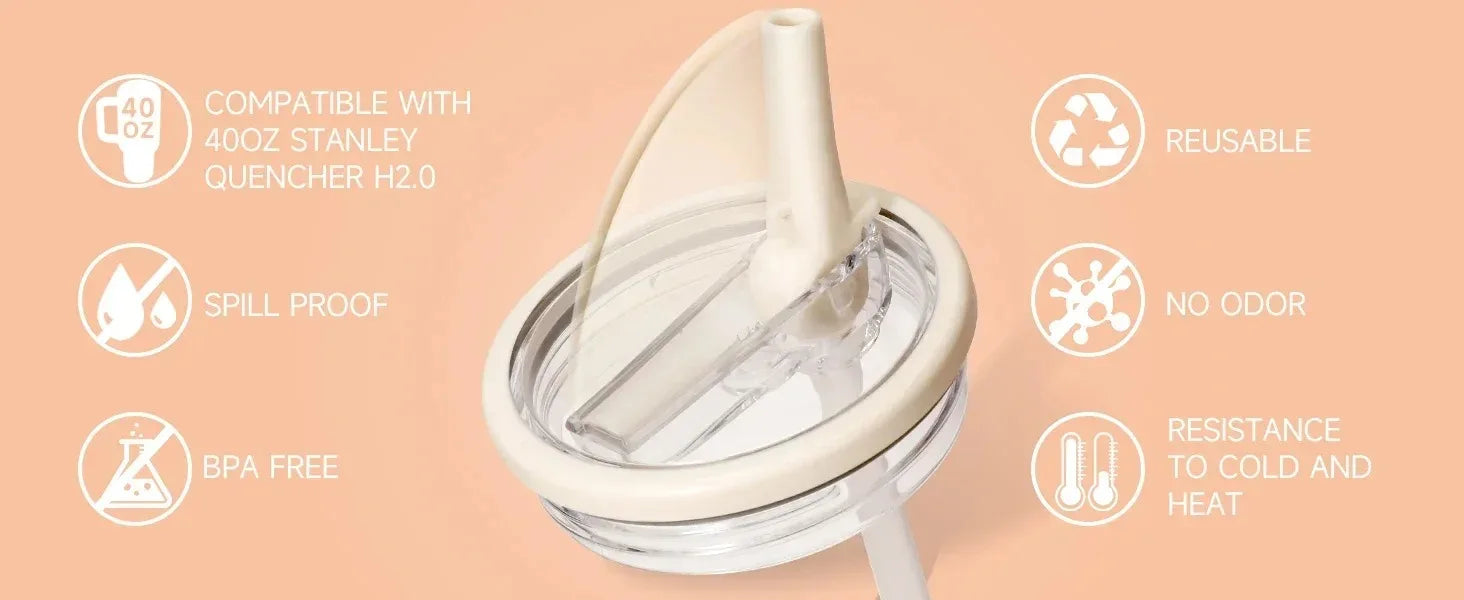 40oz Flip Straw Leak Proof Lid for Stanley Cup Spill-proof Cover Tumbler Lid Replacement for Stanley Cup Accessories Straw Cover