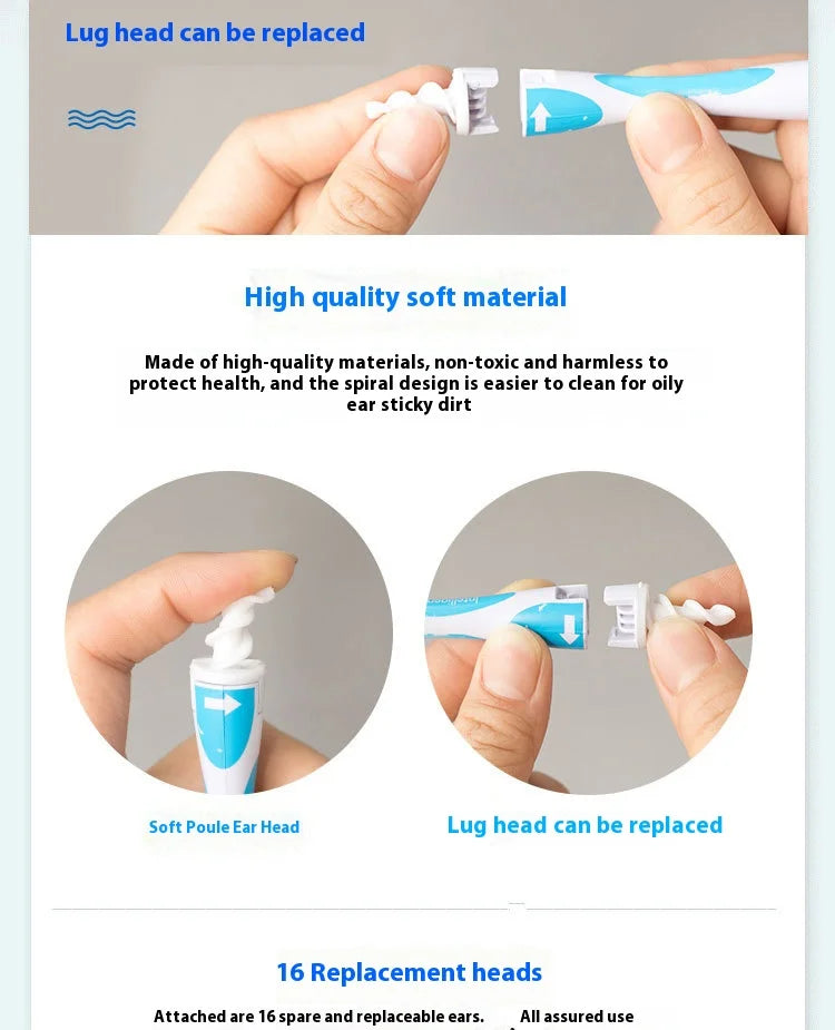 Ear Wax Remover Tool Ear Cleaner With Soft Silicone 16 Replacement Tips Simply To Grab Extract Earwax