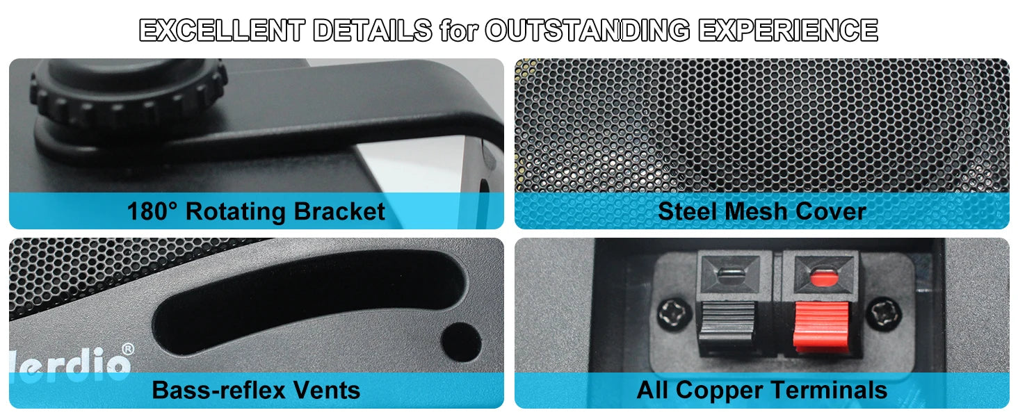 Herdio 3.5‘’ 2PCS Passive Outdoor Speakers Wired Waterproof 200W 3 Way Premium Mountable Wall Mount Speakers With Superior Sound