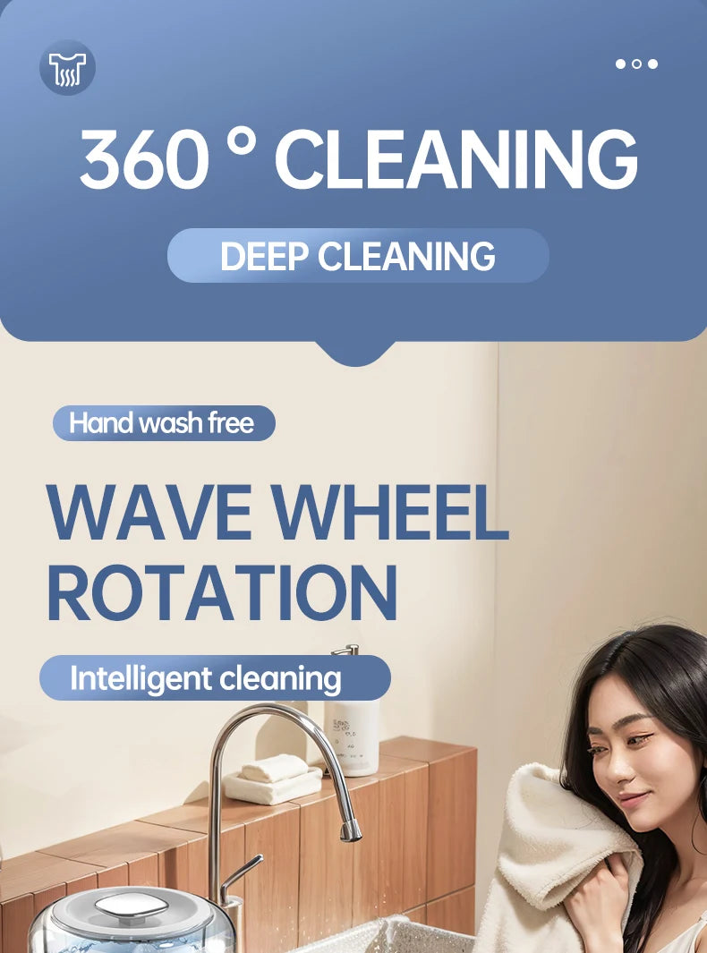 F1 portable mini washing machine with USB charging, silent and fully automatic washing machine, a must-have for dormitory travel