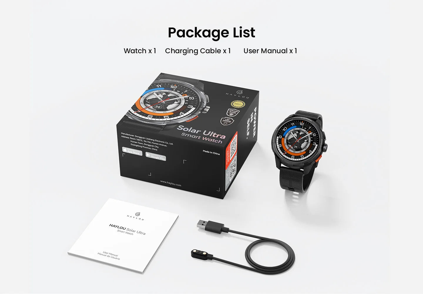 HAYLOU Solar Ultra GPS Smartwatch 1.6” AMOLED Display 5ATM Waterproof Built-in GPS Bluetooth Phone Calls Sports Smart Watch