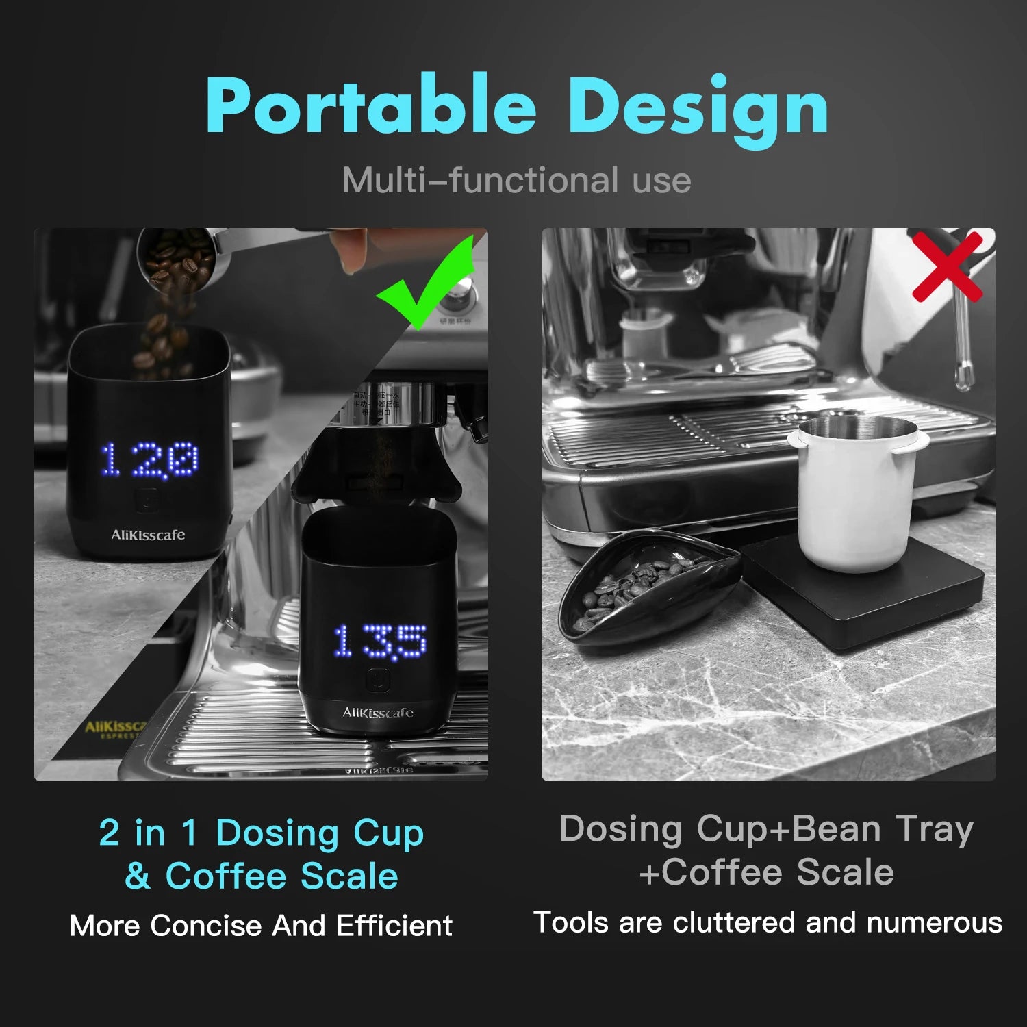 AliKisscafe Digital Dosing Cup Coffee Scale Display Tray Precise Scale Measuring Cup Kitchen Barista Tools Espresso Accessories