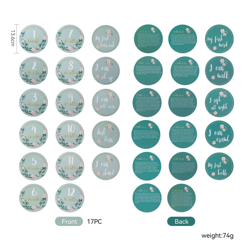 Baby Milestone Number Monthly Memorial Cards For Newborn Baby Paper Wooden Engraved Age Photography Accessories Birthing Gift