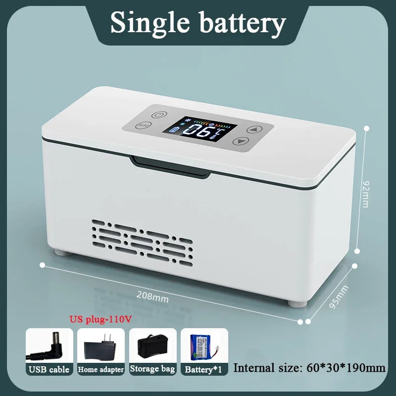 Car Portable Refrigerated Box Cool Box Cooler For Drug Growth Hormone Interferon Insulin USB Charging Thermostat Mini Fridge