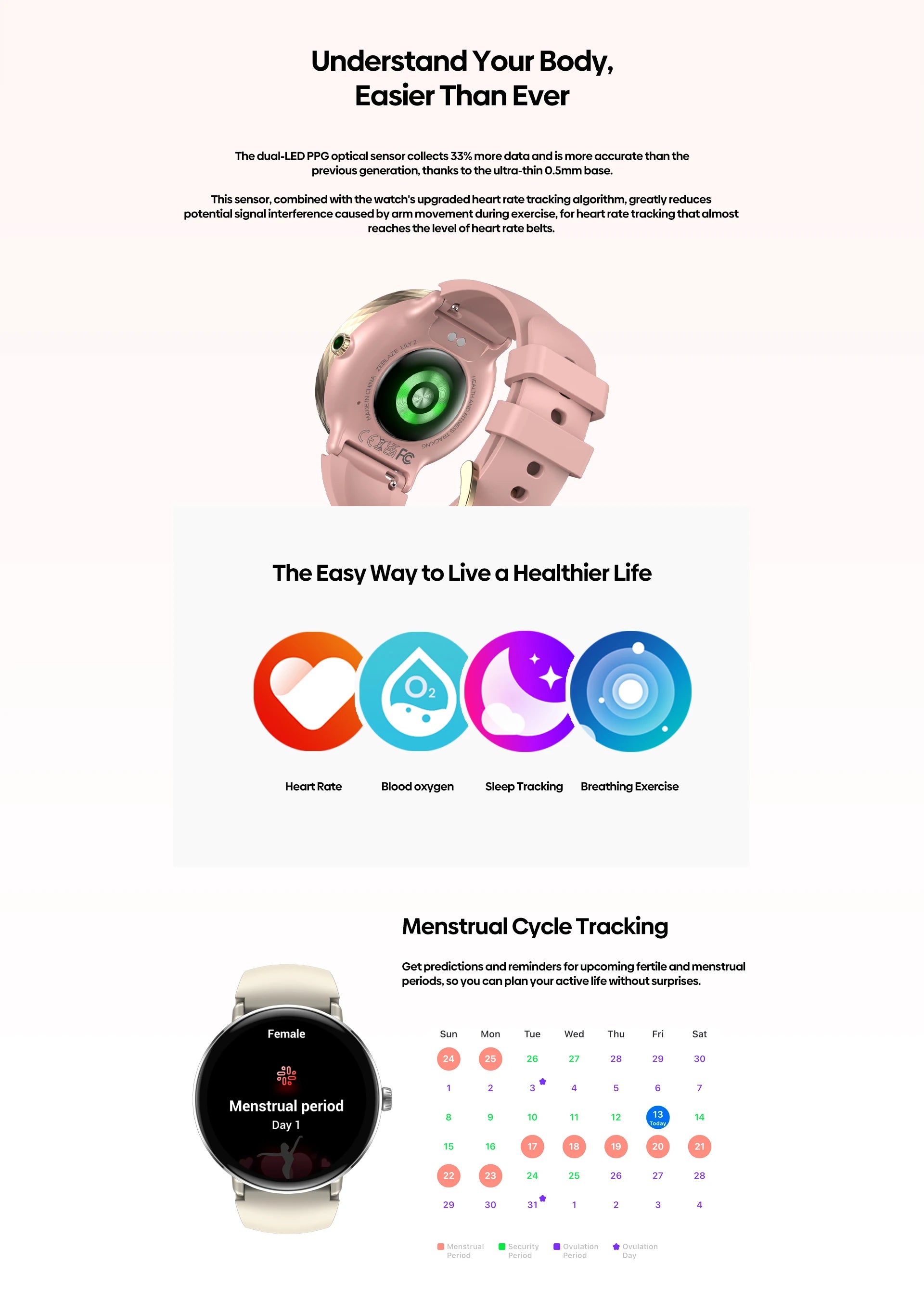 New 2025 Zeblaze LILY 2 Voice Calling Female Smartwatch Double Strap 1.2" HD AMOLED Display Health Monitoring Sports Smart Watch