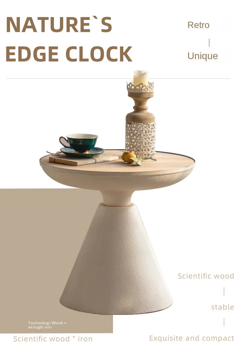 IHOME Retro Small Family Living Room, Small Wooden Table, Coffee Table Beside Sofa, Home Stay Balcony, Leisure Iron Tea Table