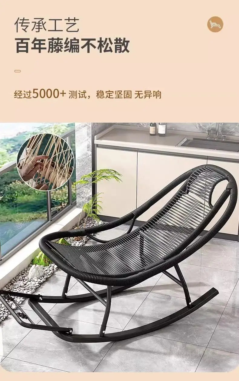 Rocking Recliner Garden Chair Widened Rocking Recliner Rattan Rainbow Rocking Chair Home Living Room Leisure Recliner