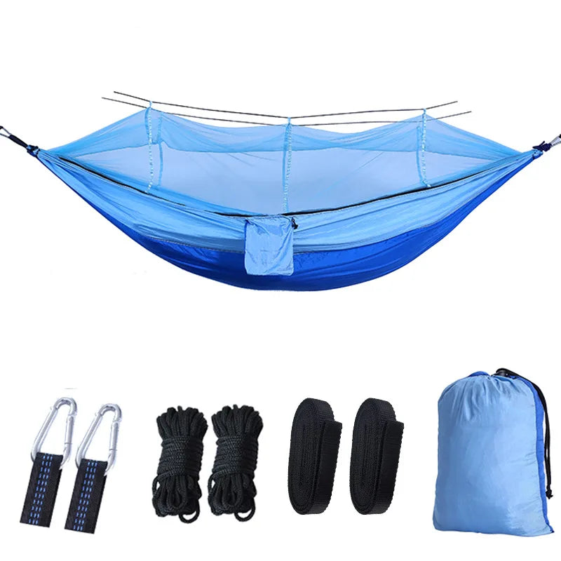 Lightweight Portable Outdoor Camping Hammock with Mosquito Net High Strength Parachute Fabric Hanging Bed Hunting Sleeping Swing