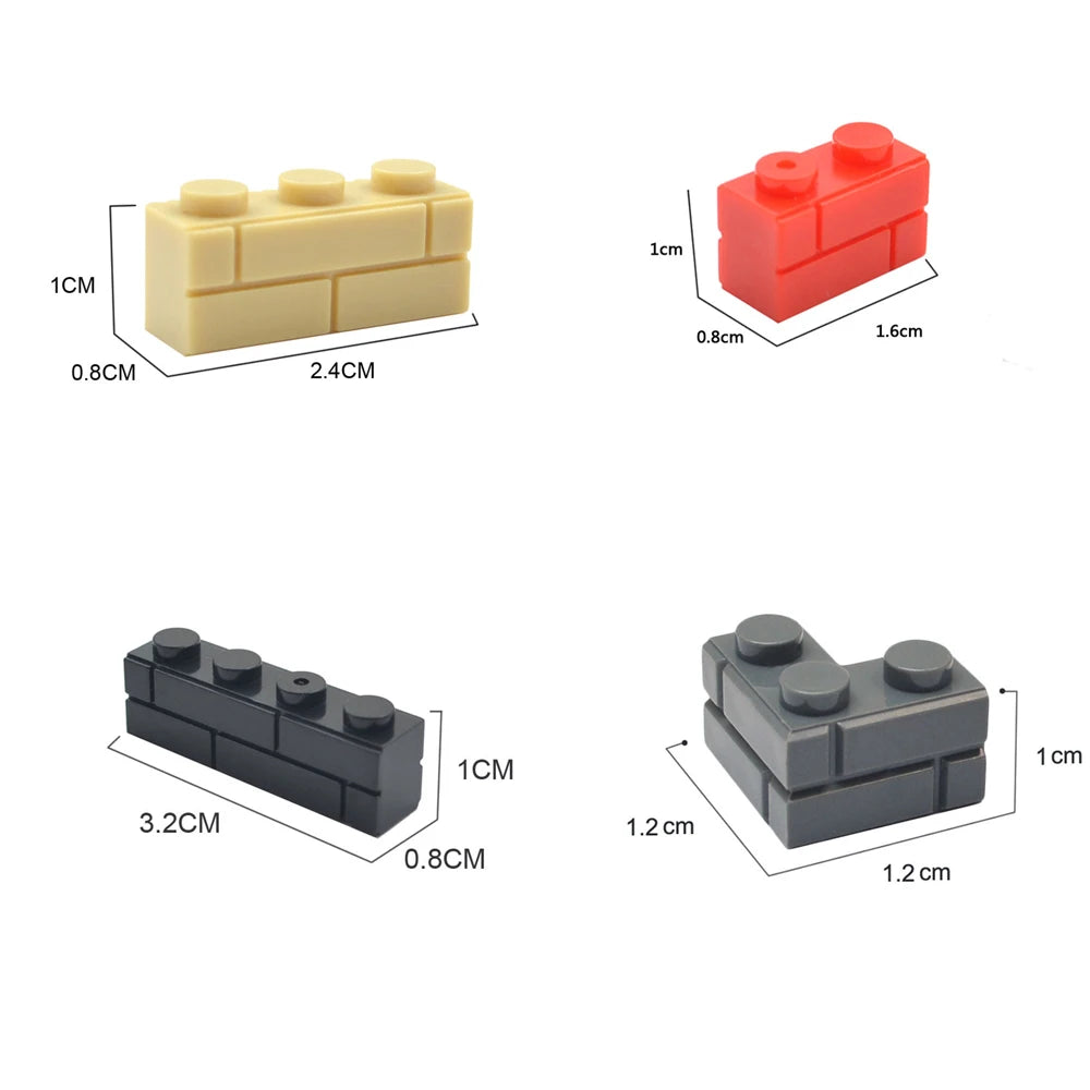 120PCS Random Striped Bricks MOC Building Blocks Toys Palace Castle Creative Figures Military City House Wall DIY Parts