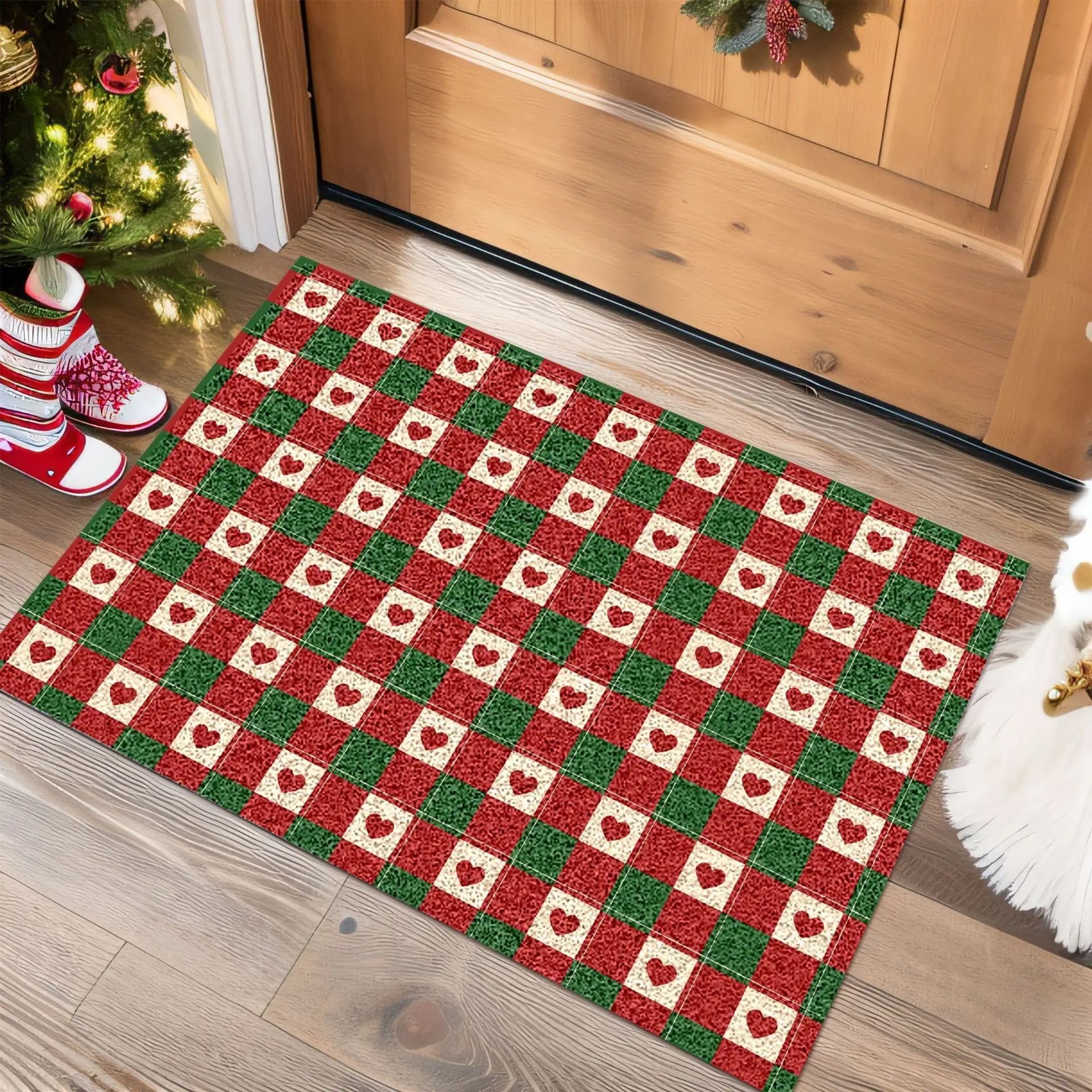 Christmas Festive Style Wire Loop Mat Carpet For Living Room Entrance Door Non-Slip Home Decoration