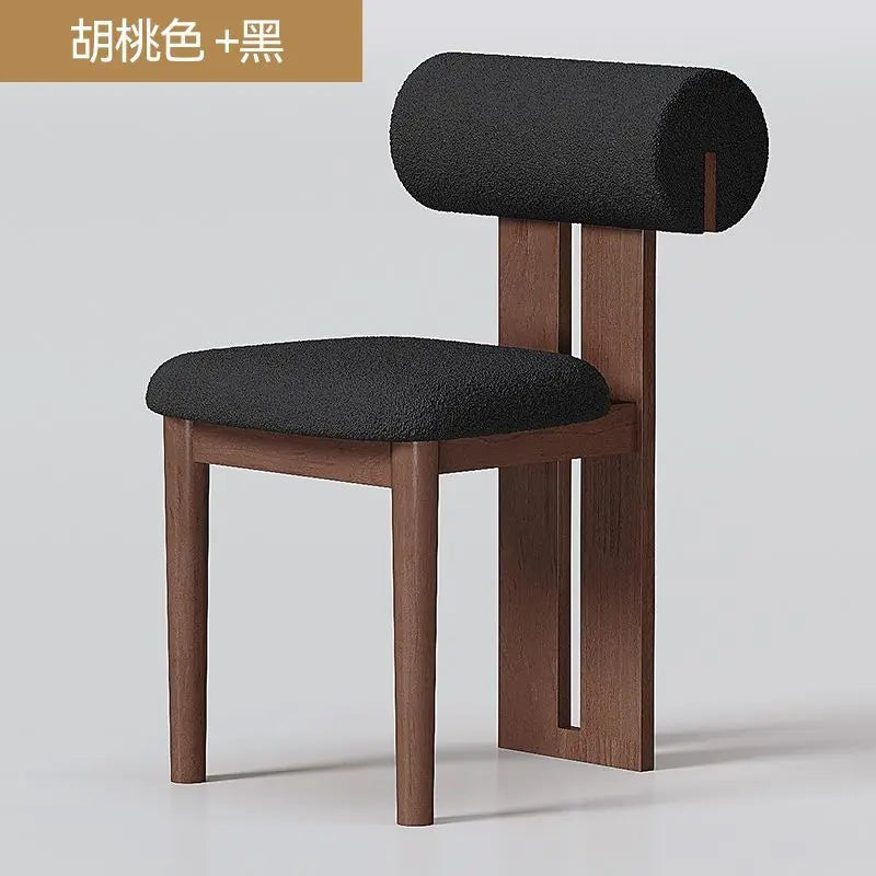 Nordic French Vintage Solid Wood Dining Chair - Mid-Century Retro Backrest Hippo Chair for Home, Living Room & Vanity