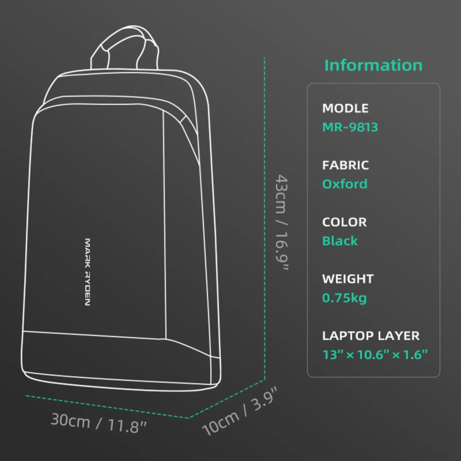 MarkRyden Backpack for Men Laptop Backpack Slim and lightweight business backpack School backpack