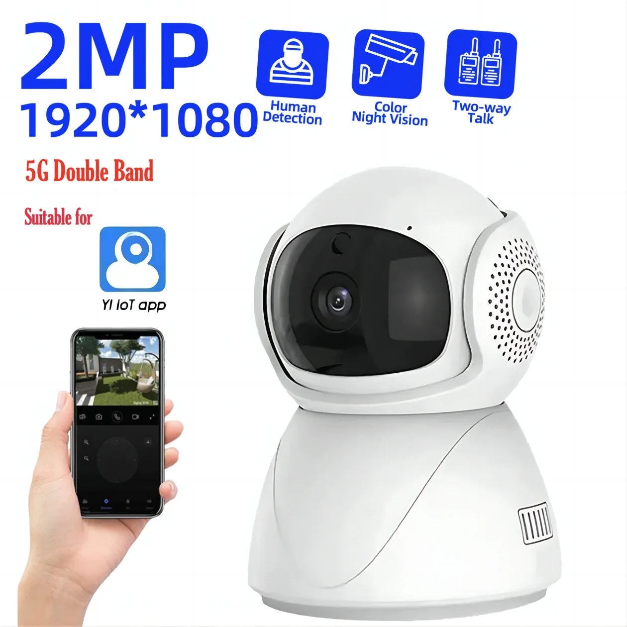 5G YI IoT WiFi Smart IP Camera 2MP/5MP AI Human Detect Color Night Vision Surveillance Camera Smart Life Baby Monitor Smart Home