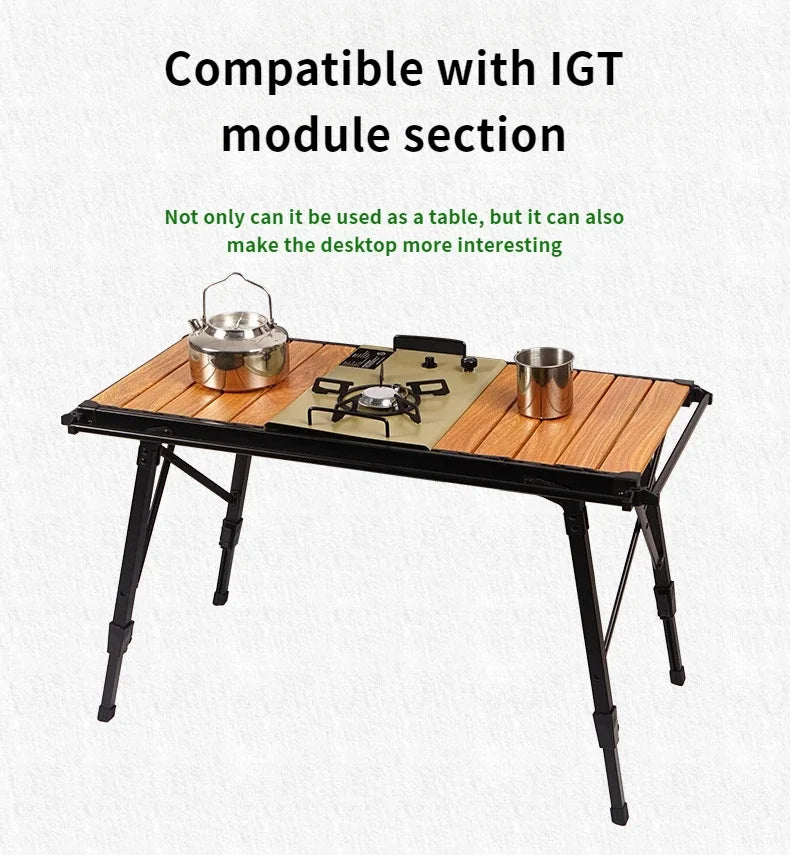 GLS Newest Folding IGT Table Lightweight Backpack Roll Table Multifunctional Adjustable Leg Desk Desktop Burner BBQ Table