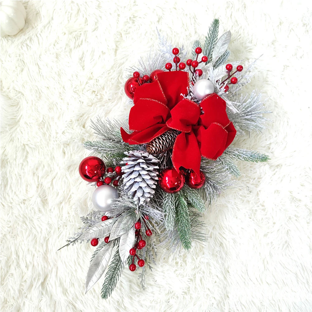 45CM Christmas Wreath Pendant without/with Light Atmosphere Decorative Garland Home Door Window Stairs Decoration Party Supplies