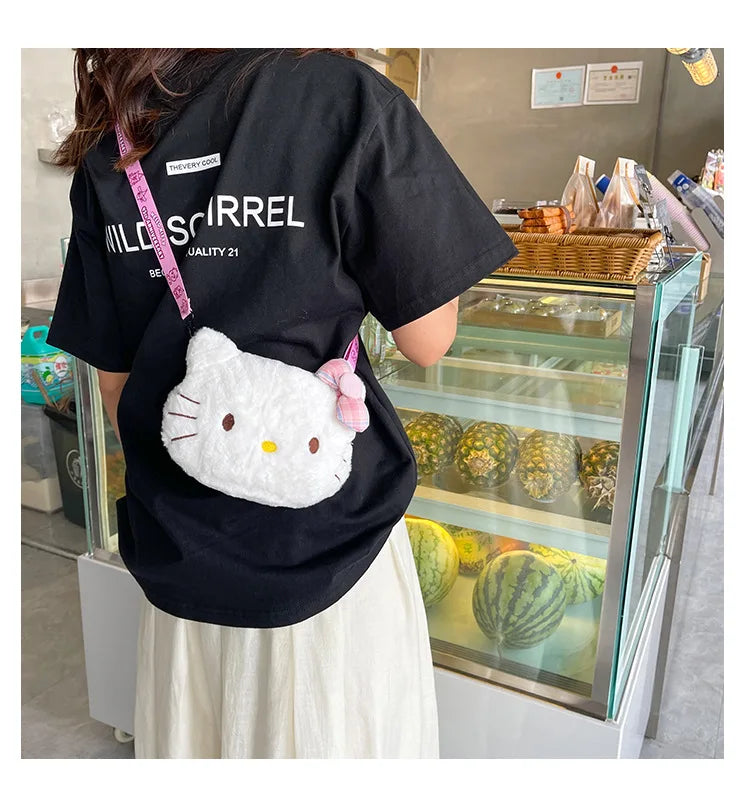 Cute plush bag, sweet girl student versatile shoulder messenger bag, soft and cute little princess new cartoon bag
