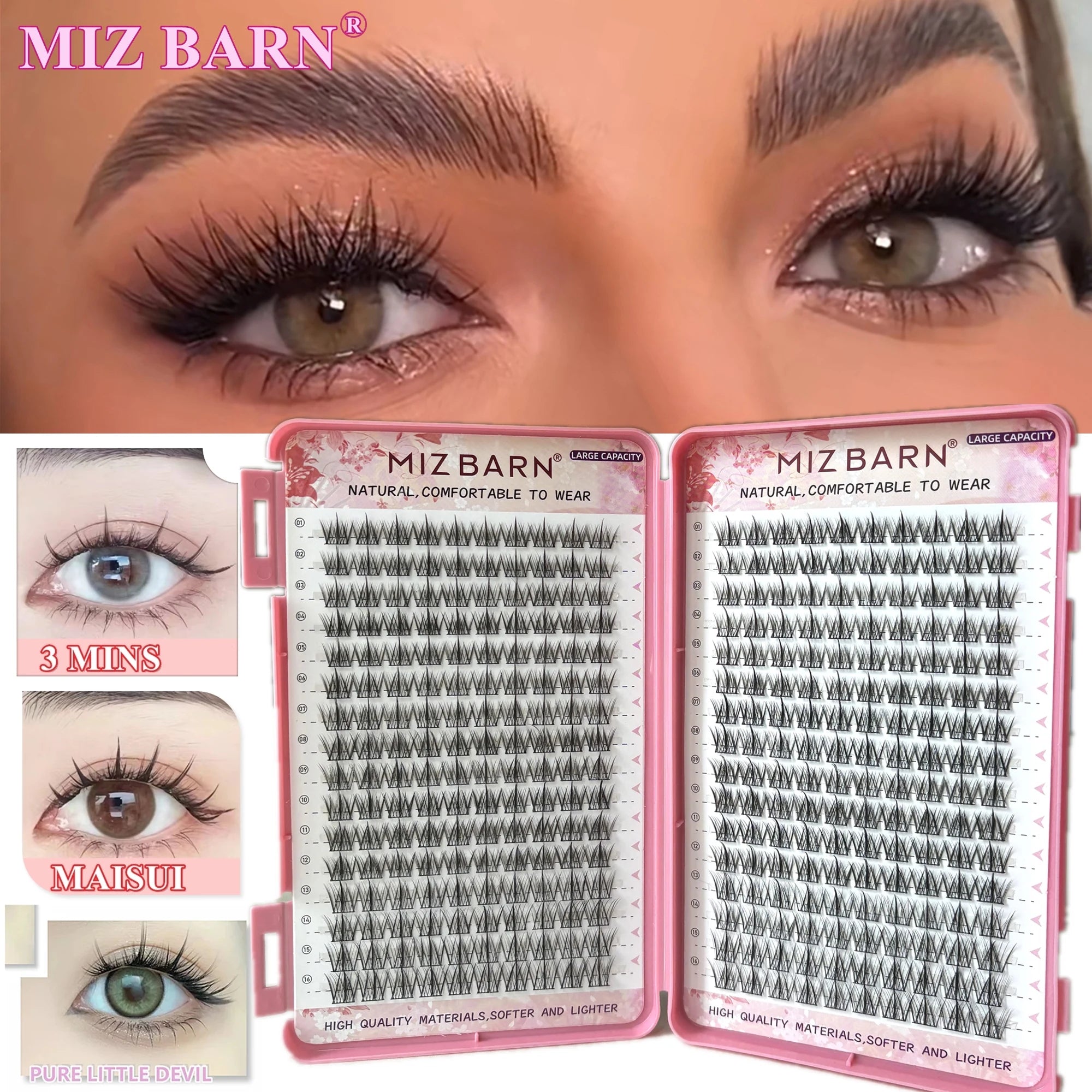 MIZ BARN 32 Rows Eyeslashes Extension Personal EyeLash Professional Makeup Individual Cluster Grafting Wholesale False Eyelashes