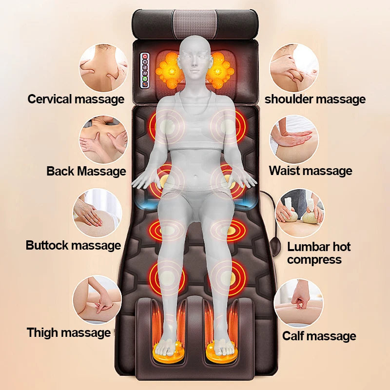 Multifunctional Massage Mattress Full Body Electric Shoulder Neck Waist Back Kneading vibrations Massage Cushion With Heat