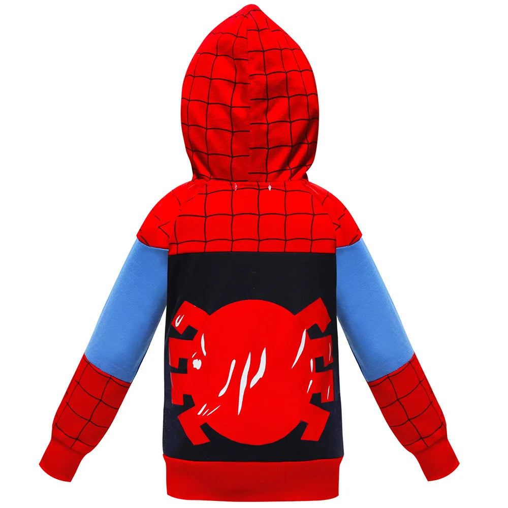 Spring Autumn Boys Coats Marvel Avengers Iron Man Spiderman Hooded Boy Jacket Children Warm Outerwear Kids Clothes