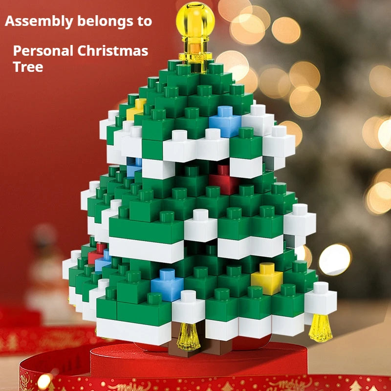 Christmas Gifts Micro Building Block DIY Domino Game Santa Claus Reindeer Holiday Puzzle Assembling Bricks Table Decoration Toys