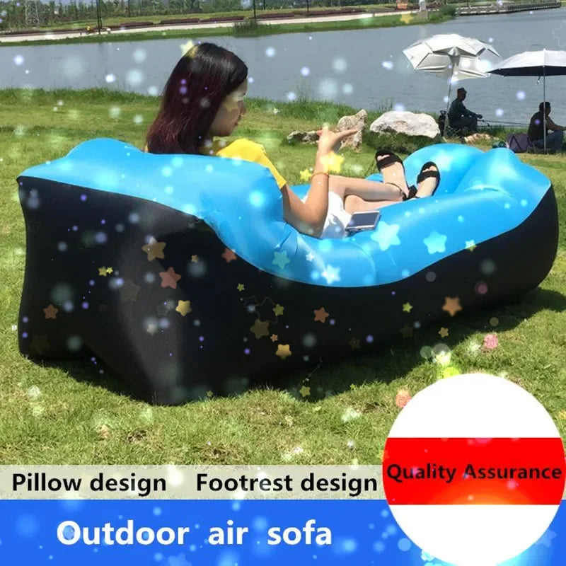 OTAUTAU Inflatable Sofa Lazy Sofa Outdoor Portable Picnic Camping Beach Festival Inflatable Lazy Mattress Inflatable Sofa