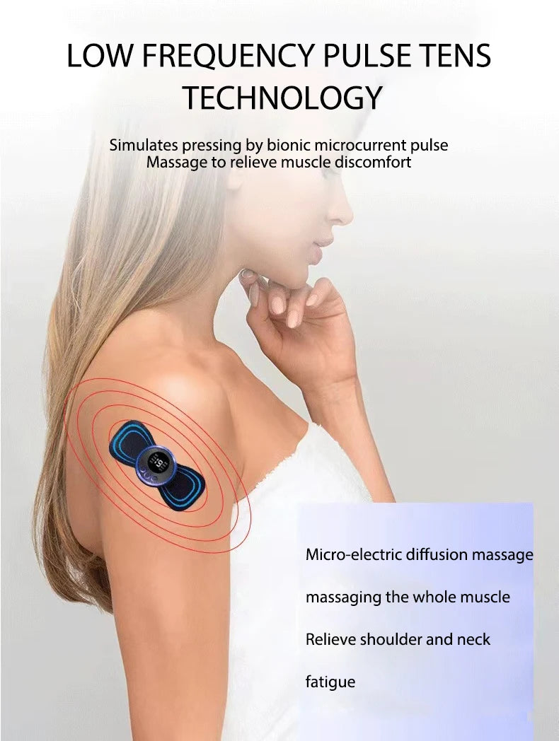 Mini Neck Massager Electric Muscle Stimulator Cervical Massage Patch Pain Relief Relaxation Tool Muscle Stimulator Patches