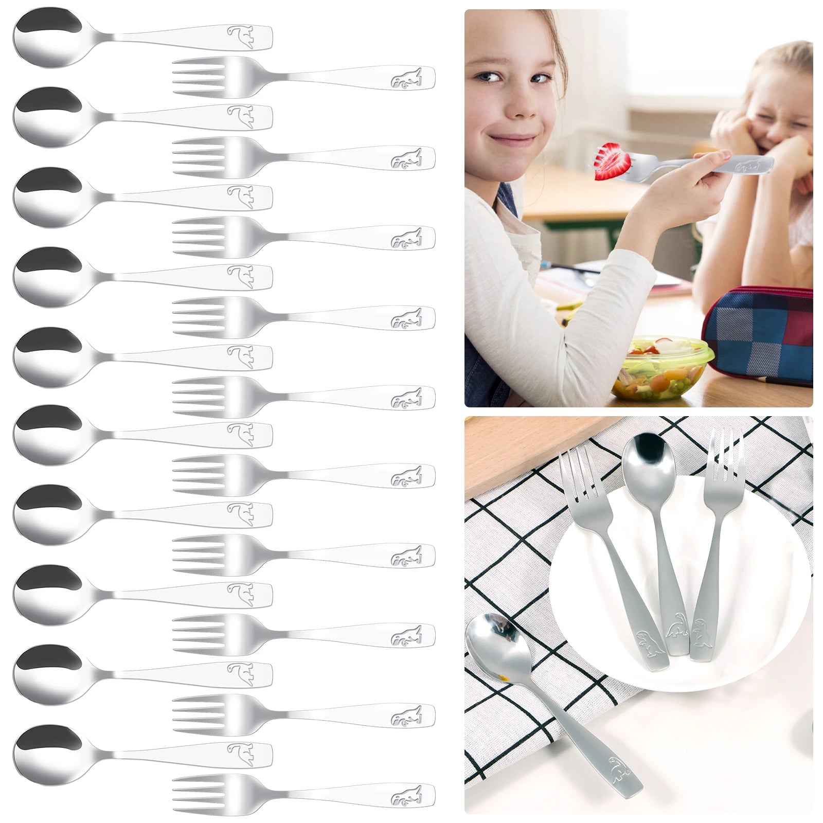 10/20Pcs Toddler Silverware Set Stainless Steel Kids Utensil Set Including Spoon and Fork Children Silverware for Party Holiday