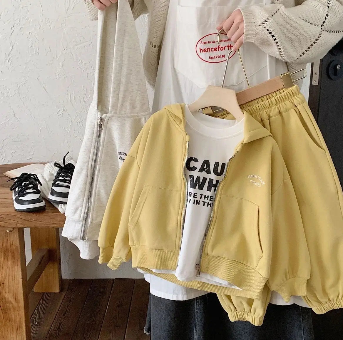 High Quality Children's Composite Cotton Set 2025 Spring Autumn New Korean Girl Boys Letter Baby Casual Hooded Sports 2pcs Set