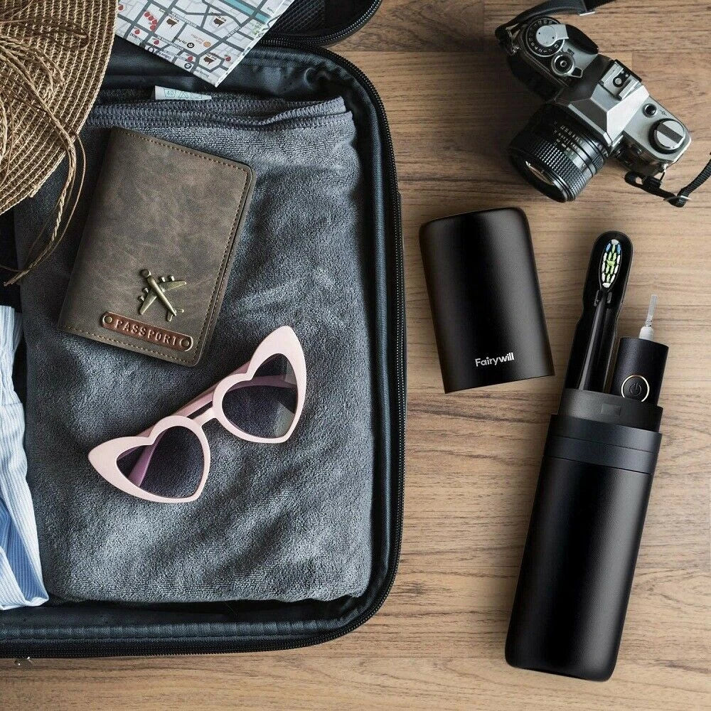 Fairywill P11 Sonic Whitening Electric Toothbrush Rechargeable USB Charger Ultra Powerful Waterproof 8 Heads and 1 Travel Case
