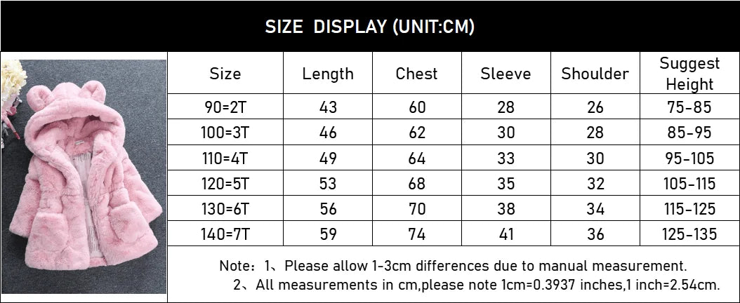 Winter Baby Kids Jacket For Girls Coats Faux Fur Thick Warm Snowsuit Hooded Parka Toddler Children Outerwear Clothing