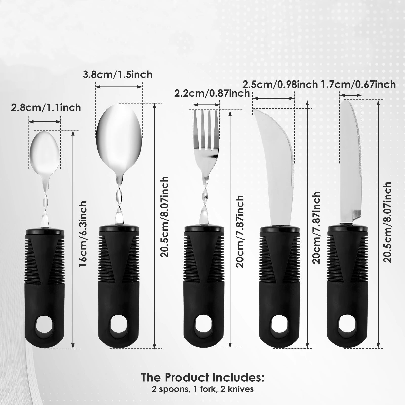 Stainless Steel Adaptive Utensil Set Easy to Grip Cutlery Bendable Weighted Silverware  for Hand Tremors Elderly Disability